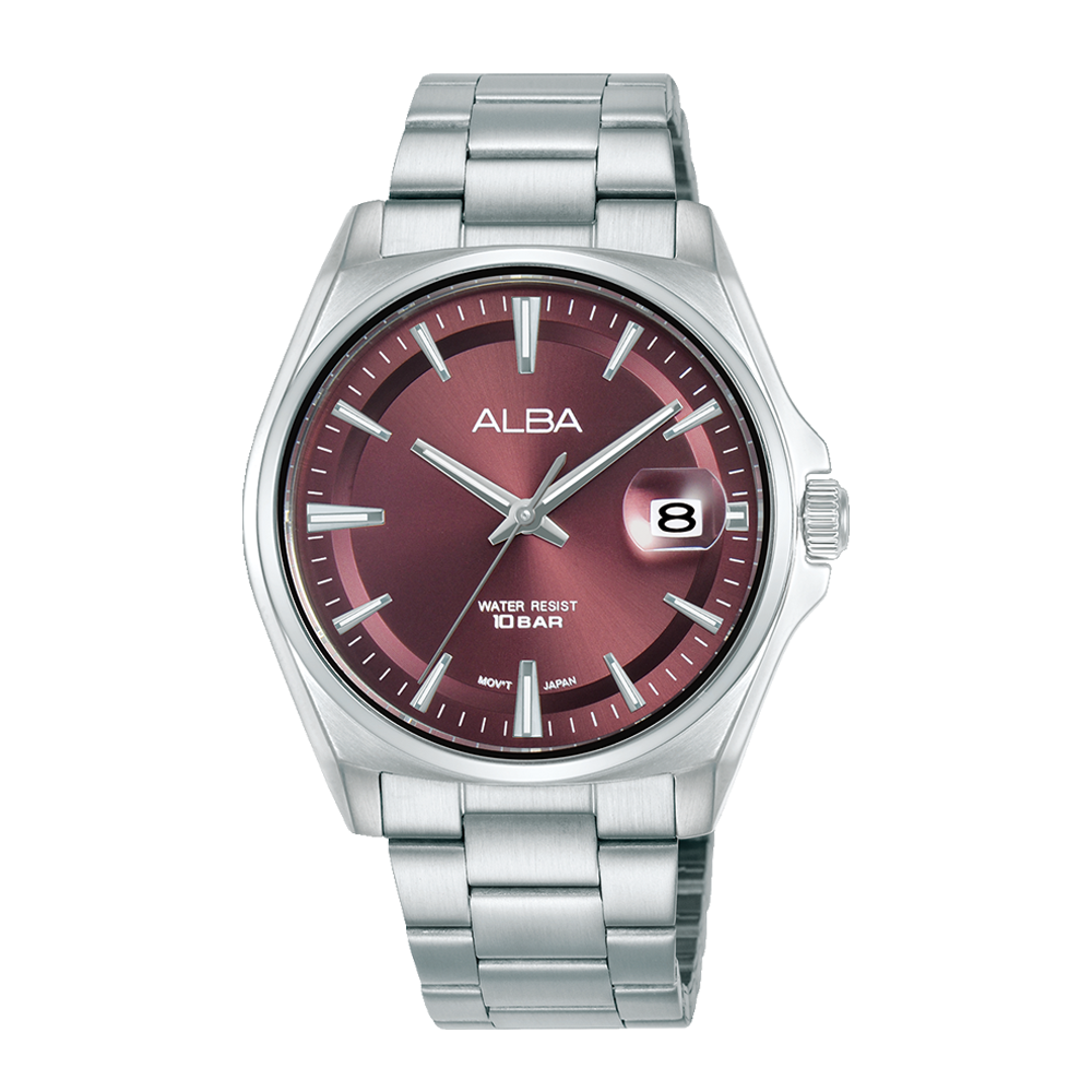 Alba AS9V91X1 Men's Burgundy Dial Stainless Steel Bracelet Watch VJ42 (39mm)