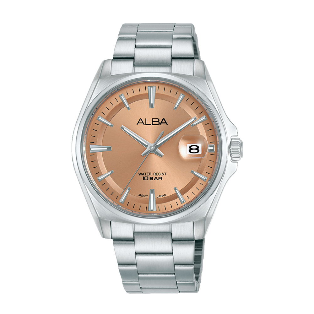 Alba AS9V93X1 Men's Salmon Dial Stainless Steel Bracelet Watch VJ42 (39mm)