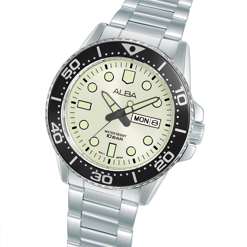 Alba AV3601X1 Men's Light Champagne Dial Stainless Steel Bracelet Watch VJ43 (42.5mm)