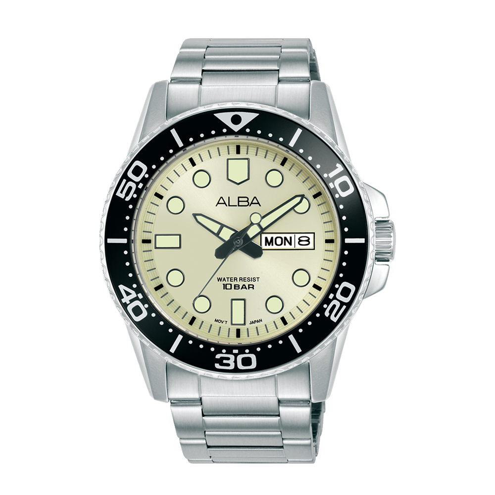 Alba AV3601X1 Men's Light Champagne Dial Stainless Steel Bracelet Watch VJ43 (42.5mm)