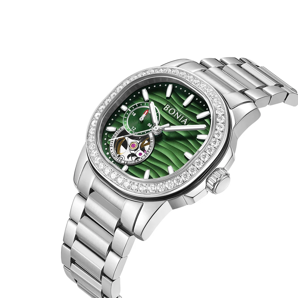 Bonia B10826-2393SLE Elegance Women's Watch – Green Dial, Stainless Steel Band