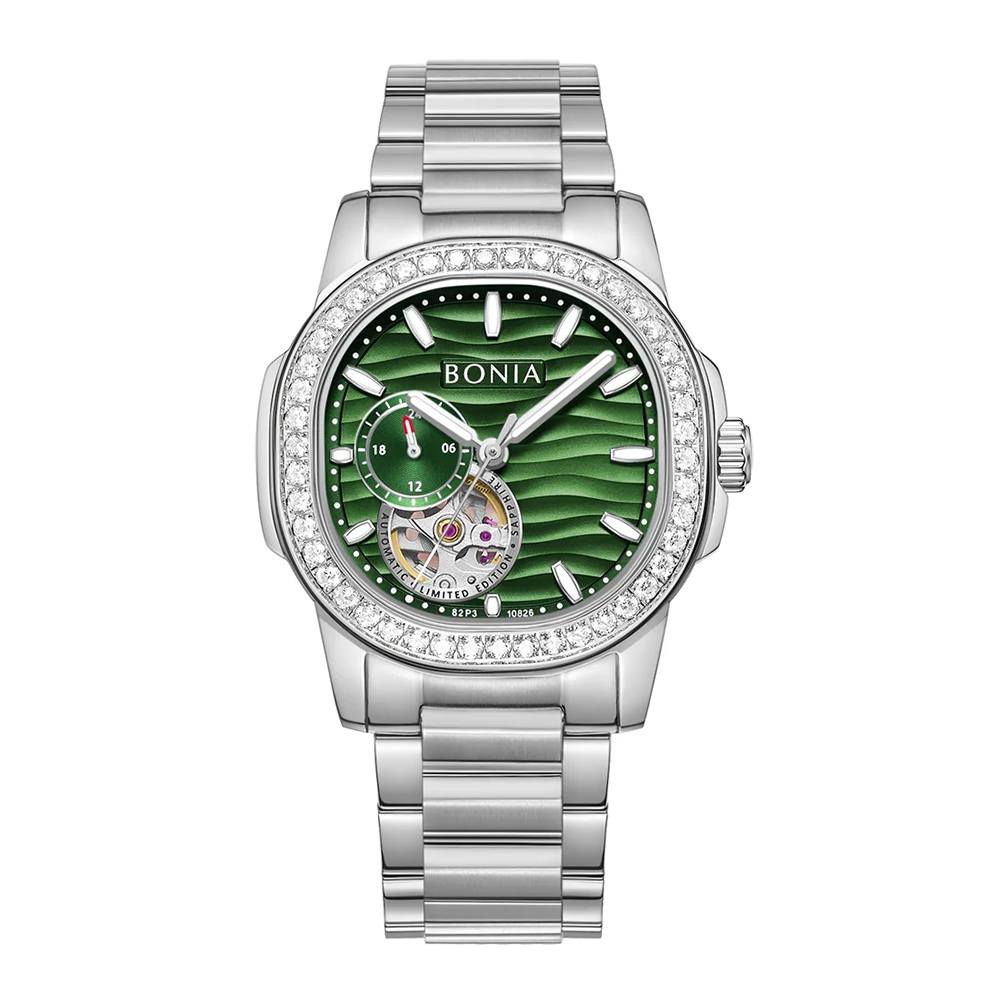 Bonia B10826-2393SLE Elegance Women's Watch – Green Dial, Stainless Steel Band