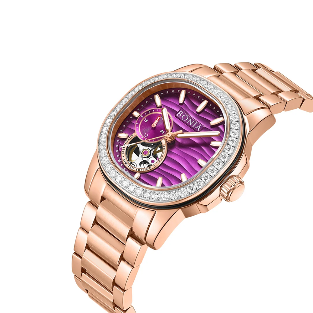 Bonia B10826-2503SLE Elegance Women's Watch – Purple Dial, Stainless Steel Band