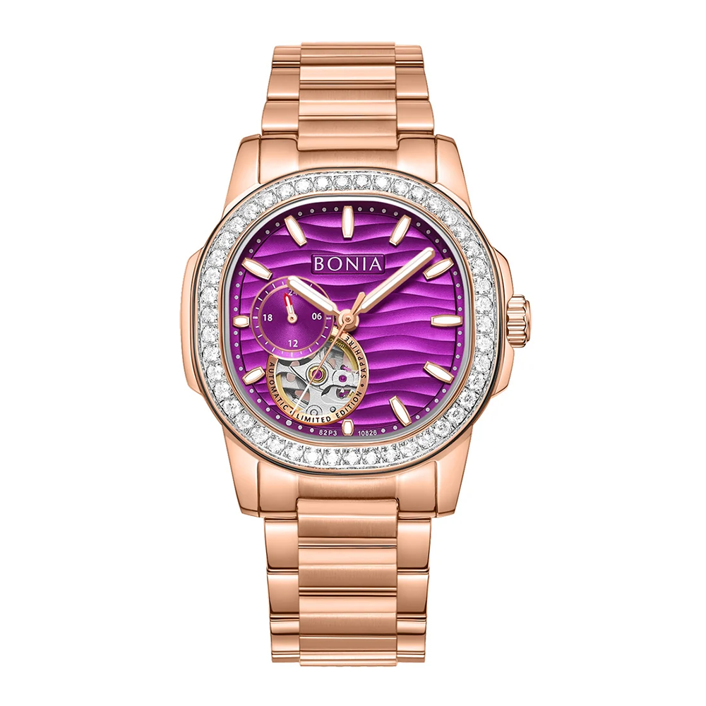 Bonia B10826-2503SLE Elegance Women's Watch – Purple Dial, Stainless Steel Band