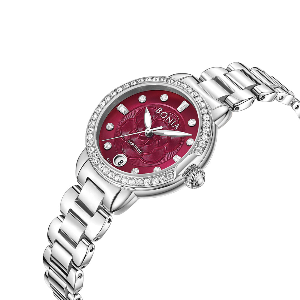 Bonia B10872-2367S Elegance Women's Quartz Watch – Purple Dial, Stainless Steel Band