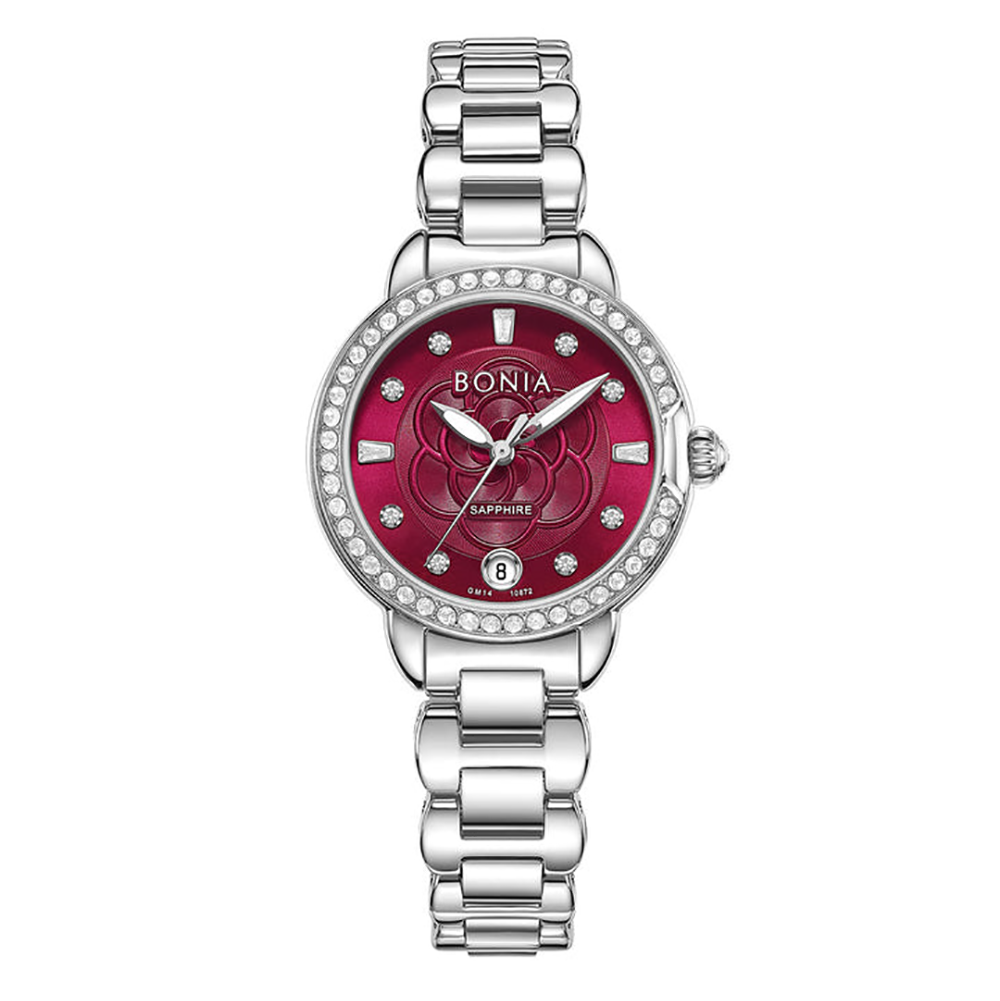 Bonia B10872-2367S Elegance Women's Quartz Watch – Purple Dial, Stainless Steel Band