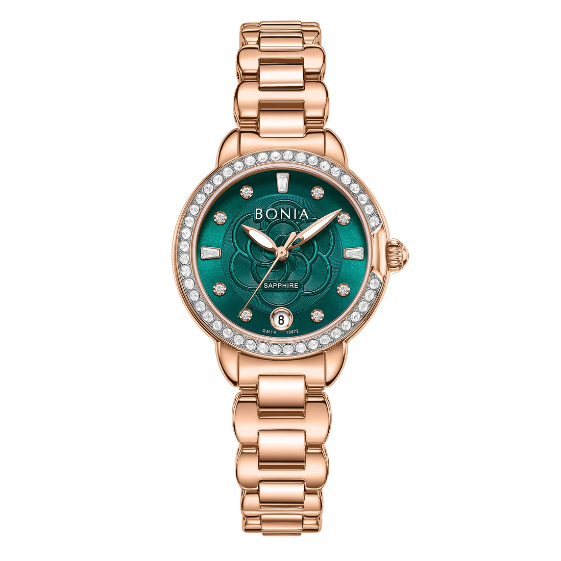 Bonia B10872-2587S Elegance Women's Quartz Watch – Green Dial, Stainless Steel Band