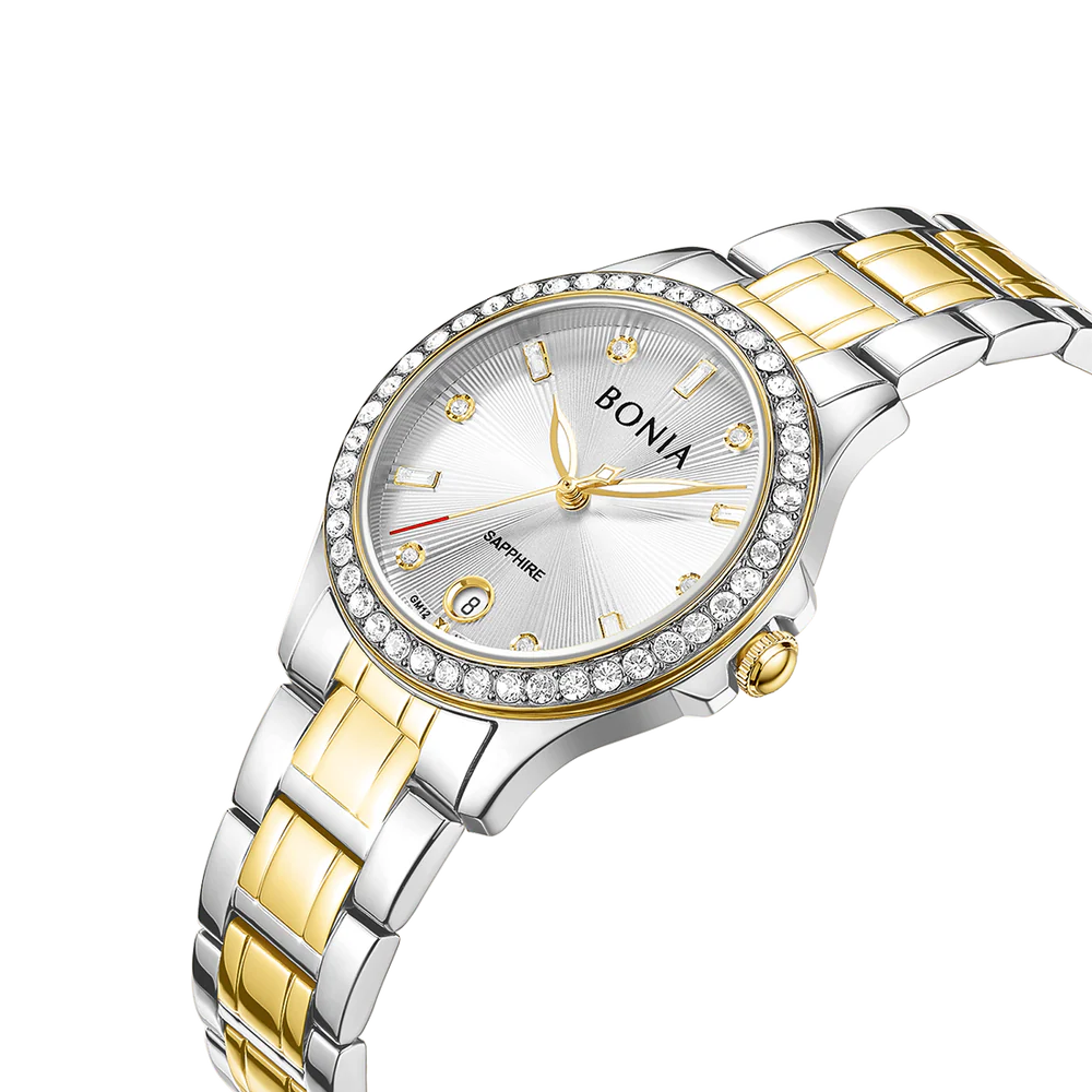 Bonia Women's Silver Dial Two-Tone IP Silver &amp;amp; IP Gold Stainless Steel Watch  B10884-2117S