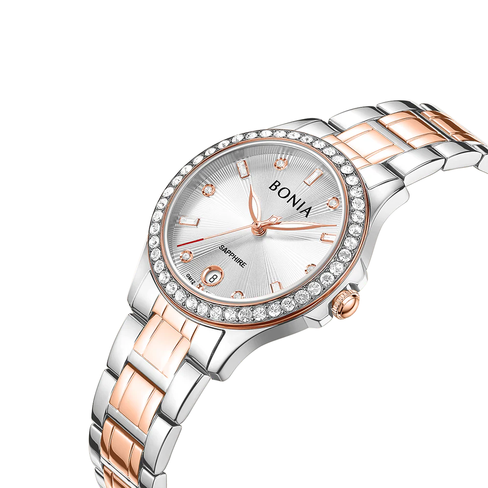 Bonia Women's Silver Dial Two-Tone IP Silver &amp;amp; IP Rose Gold Stainless Steel Watch B10884-2617S