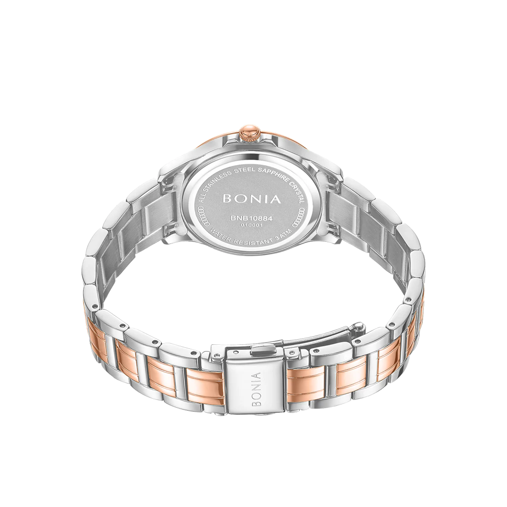Bonia Women's Silver Dial Two-Tone IP Silver &amp;amp; IP Rose Gold Stainless Steel Watch B10884-2617S