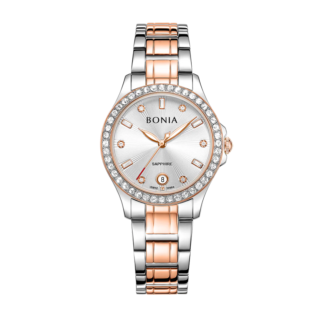 Bonia Women's Silver Dial Two-Tone IP Silver &amp;amp; IP Rose Gold Stainless Steel Watch B10884-2617S