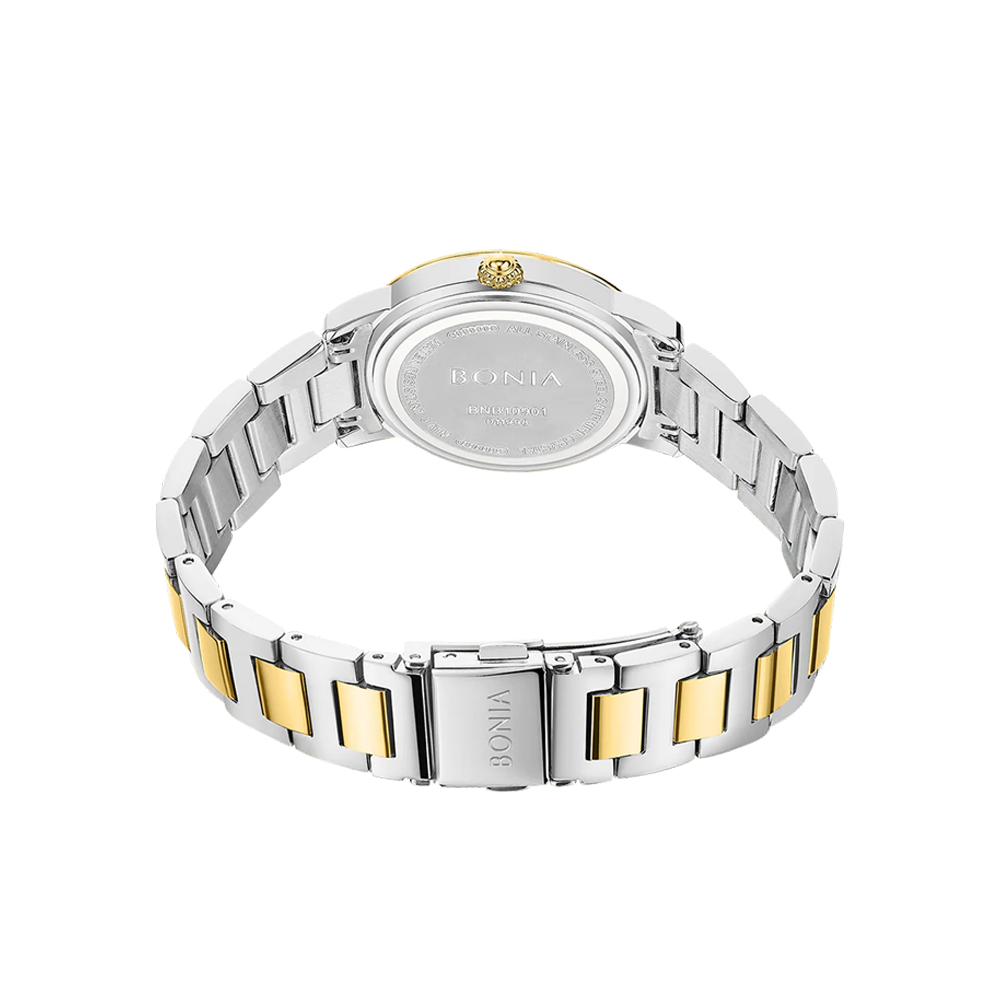 Bonia B10901-2117S Women's Silver Dial Two-Tone IP Silver IP Gold Stainless Steel Watch