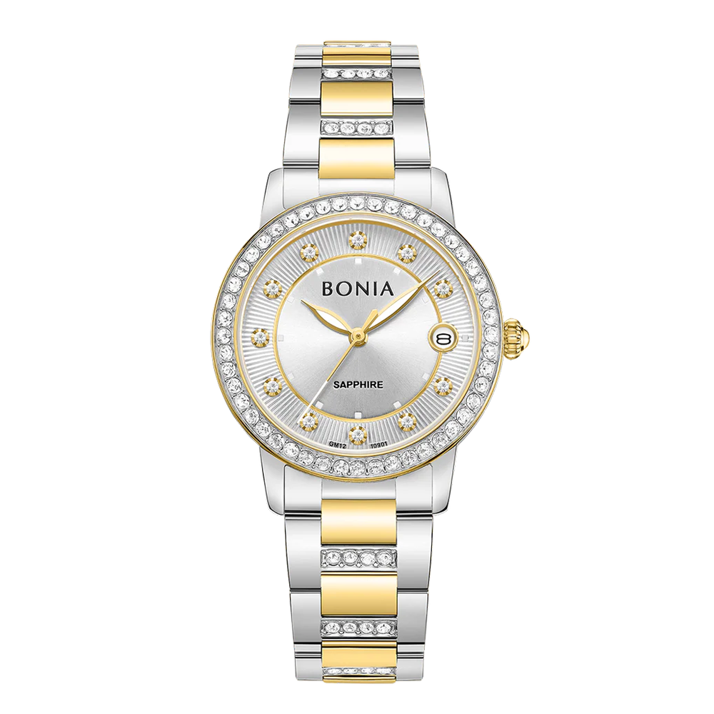 Bonia B10901-2117S Women's Silver Dial Two-Tone IP Silver IP Gold Stainless Steel Watch