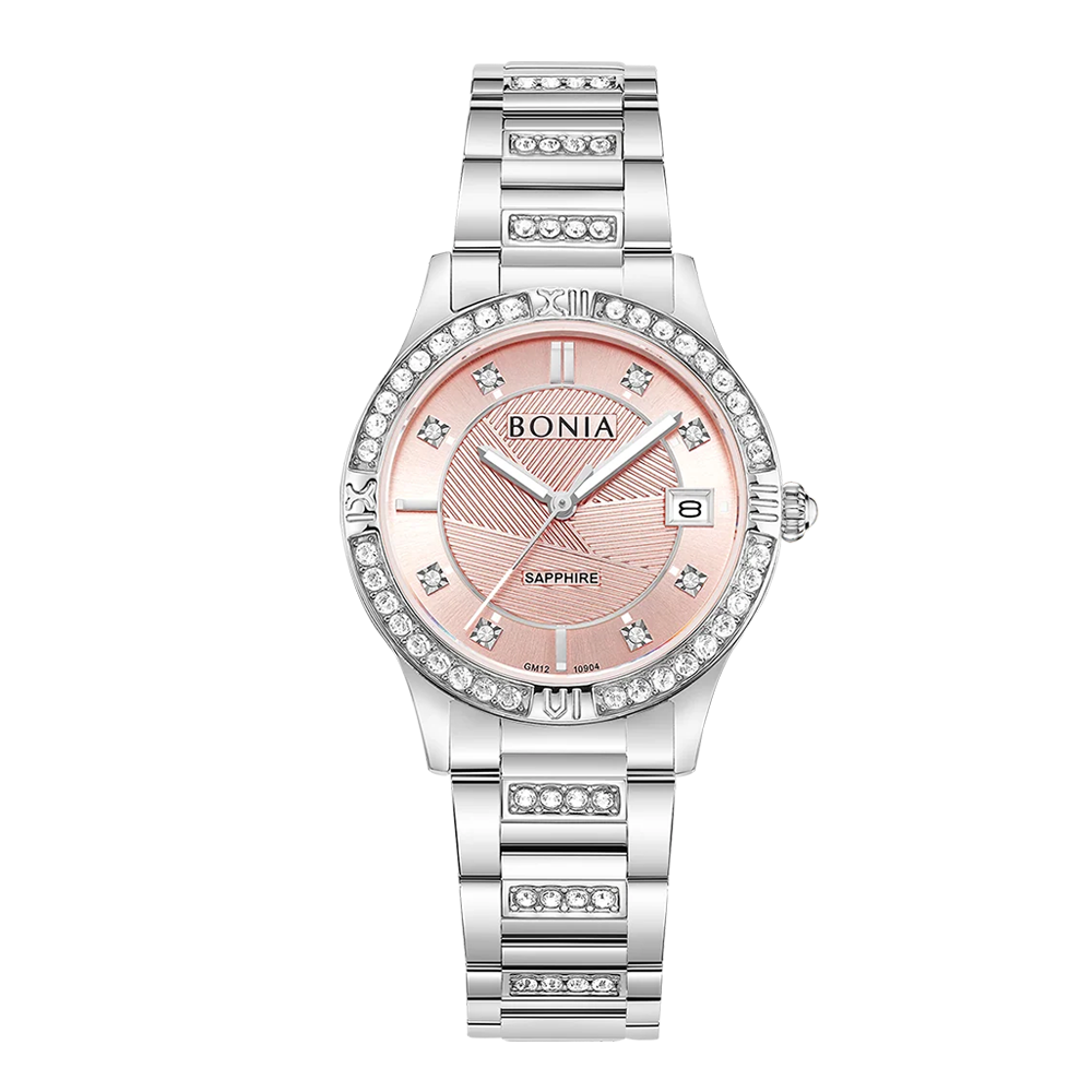 Bonia B10904-2373S Elegance Women's Quartz Watch – Pink Dial, Stainless Steel Band