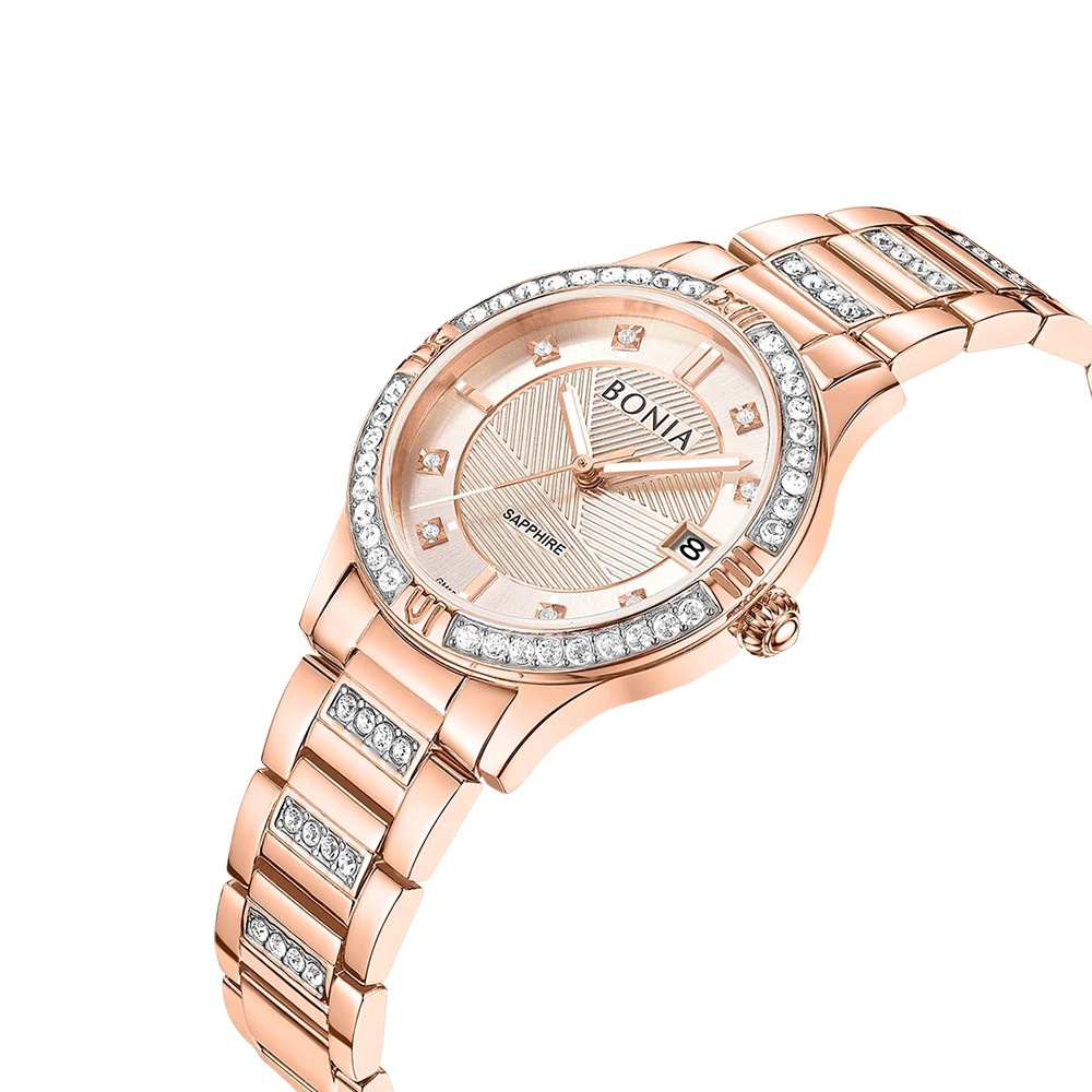 Bonia B10904-2573S Elegance Women's Quartz Watch – Pink Dial, Stainless Steel Band