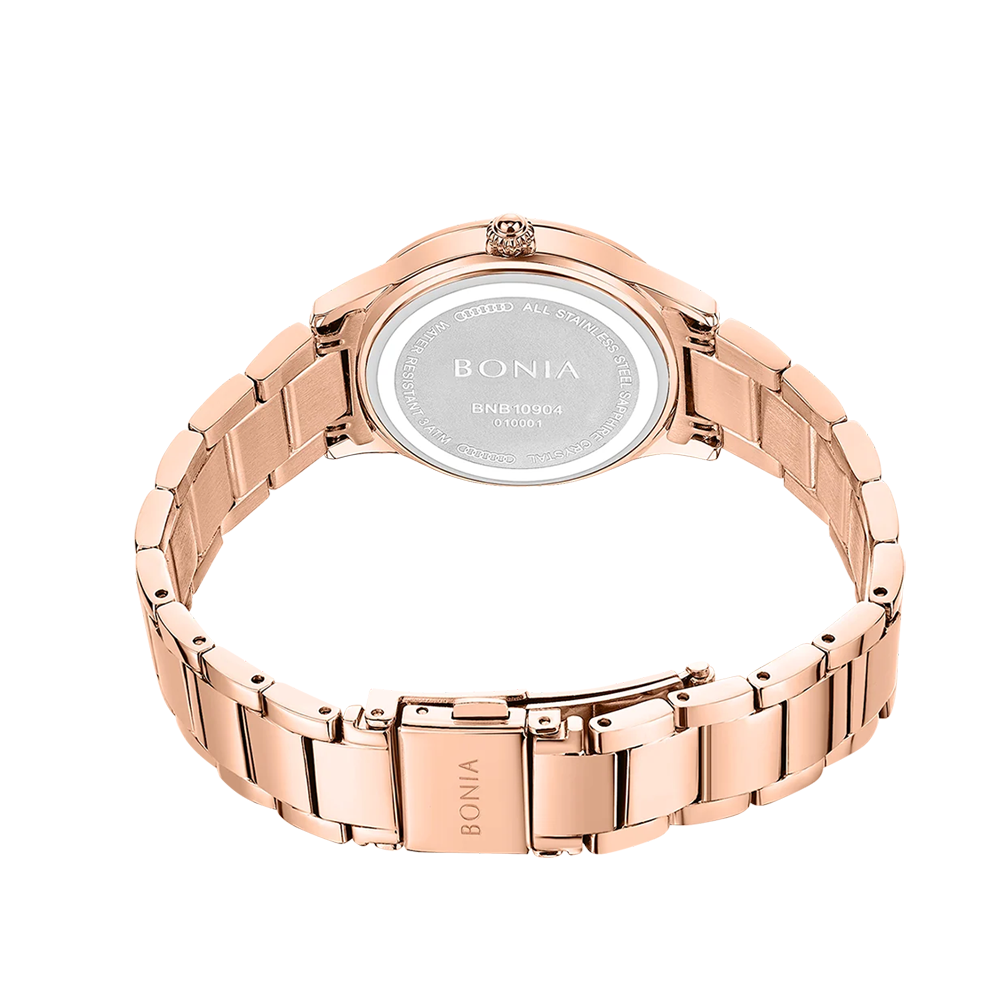 Bonia B10904-2573S Elegance Women's Quartz Watch – Pink Dial, Stainless Steel Band