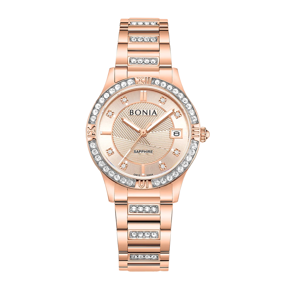 Bonia B10904-2573S Elegance Women's Quartz Watch – Pink Dial, Stainless Steel Band