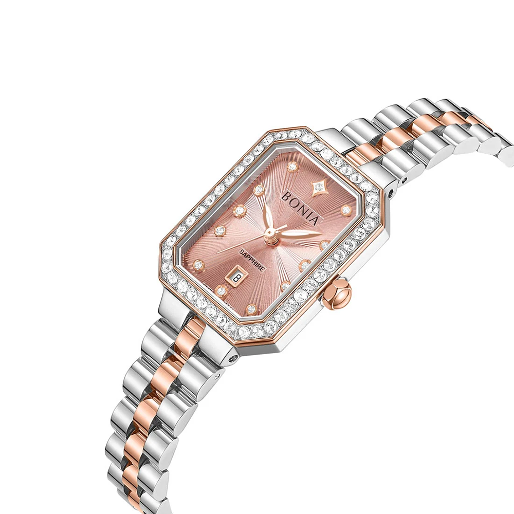 Bonia B10944-2677S Elegance Women's Quartz Watch – Pink Dial, Stainless Steel Band