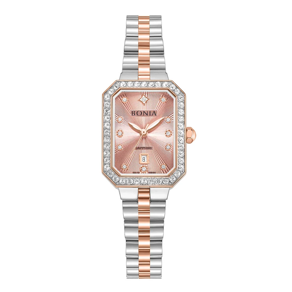 Bonia B10944-2677S Elegance Women's Quartz Watch – Pink Dial, Stainless Steel Band