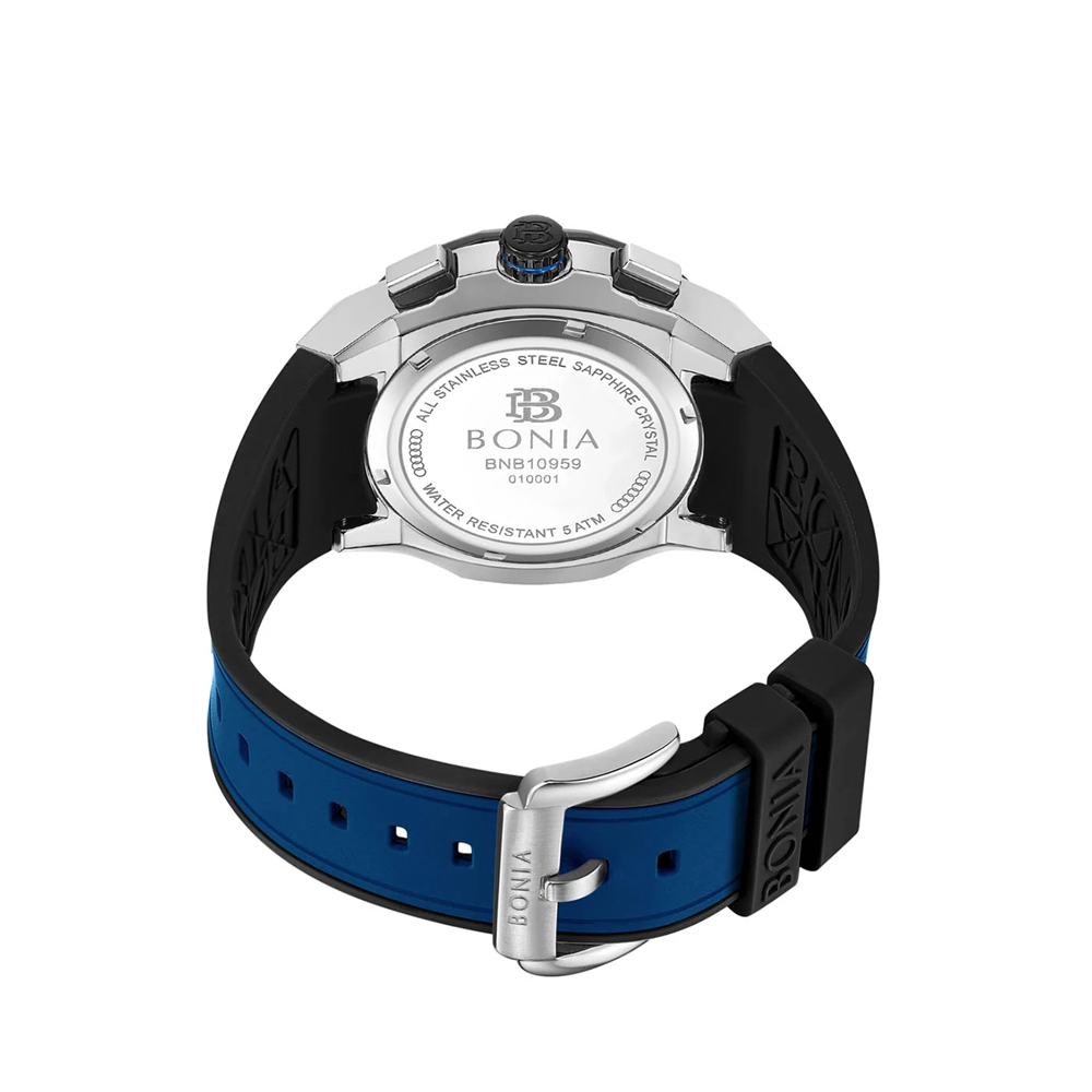Bonia B10959-1382C Men's Quartz Watch – Blue Dial, Silicone Strap