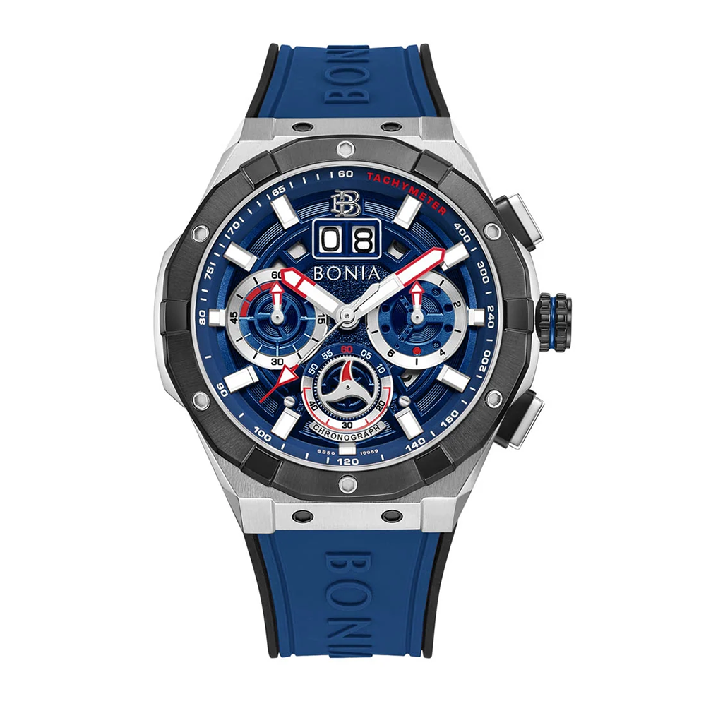 Bonia B10959-1382C Men's Quartz Watch – Blue Dial, Silicone Strap