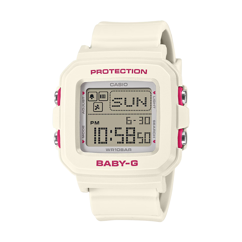 Casio Baby-G BGD-10KH-7DR White Digital Watch with Heart Holder