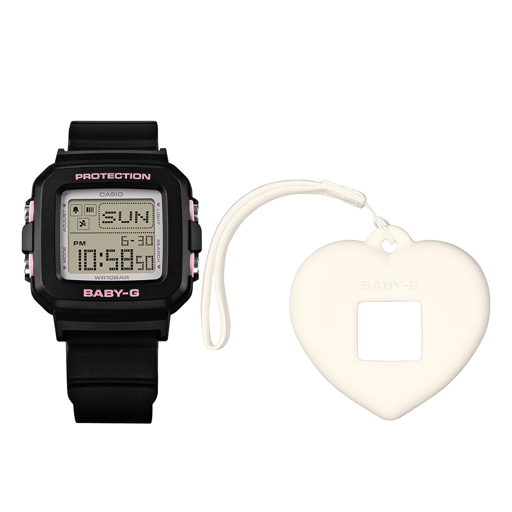 Casio Baby-G BGD-10KH-1DR Black Digital Watch with Heart Holder