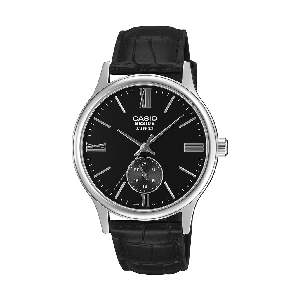 Casio BMS-100L-1AVDF Sapphire Leather 24-Hour Analogue Watch