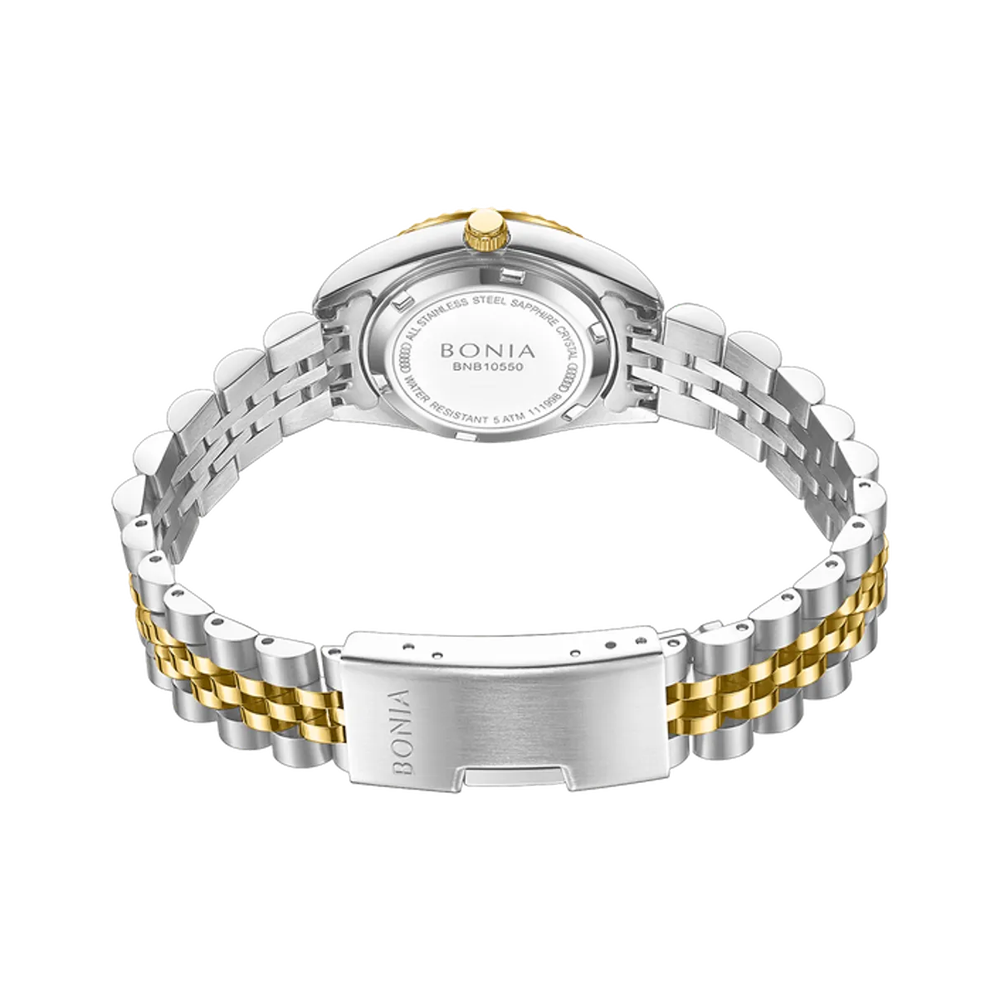 Bonia Noble B10550-7157 Women's White Mother of Pearl Dial Two-Tone Stainless Steel Watch (26mm)