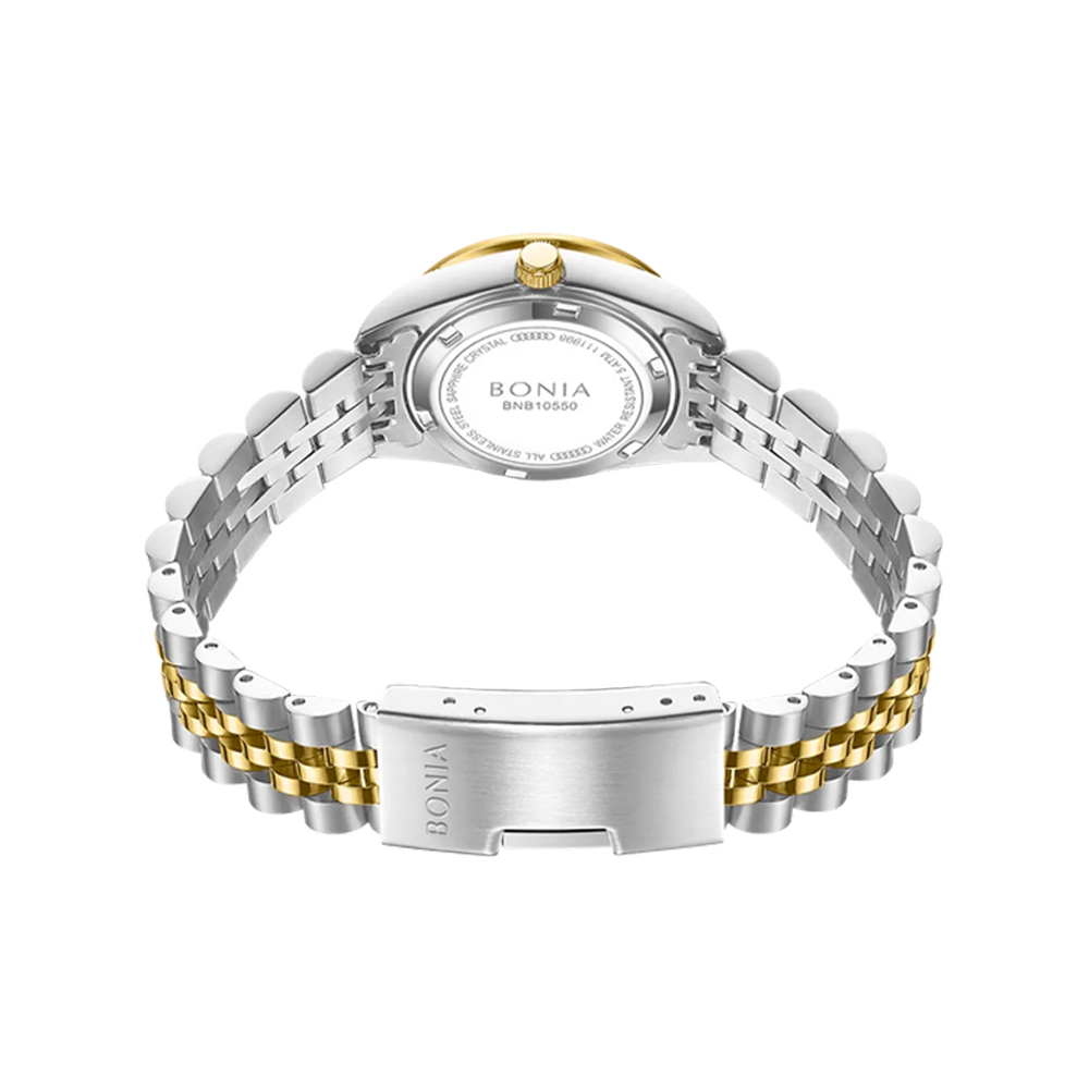 Bonia Noble B10550-7157S Women's White Mother of Pearl Dial Two-Tone Stainless Steel Watch (26mm)