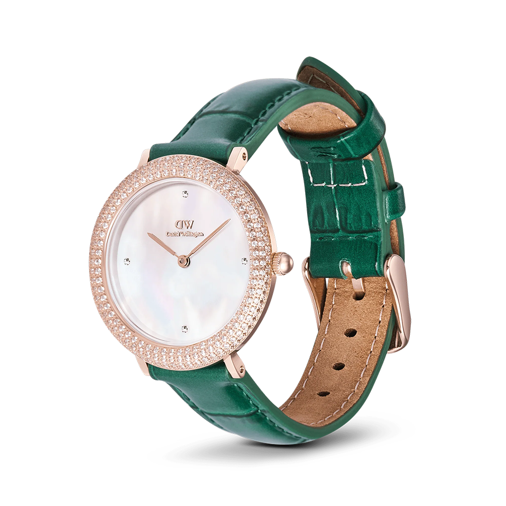 Daniel Wellington DW00100826 Crystalline Bezel Green Croc Rose Gold Watch