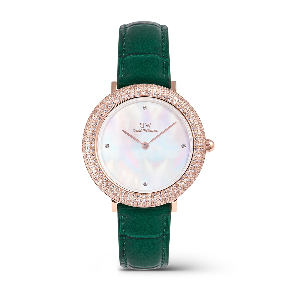 Daniel Wellington DW00100826 Crystalline Bezel Green Croc Rose Gold Watch