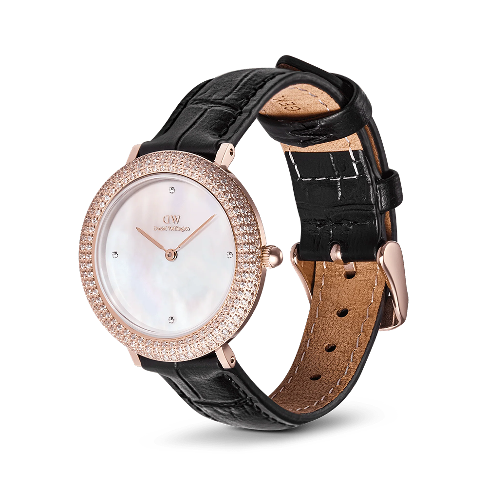 Daniel Wellington DW00100827 Crystalline Bezel Black Croc Rose Gold Watch