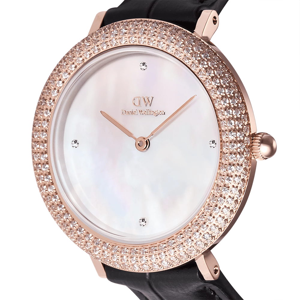 Daniel Wellington DW00100827 Crystalline Bezel Black Croc Rose Gold Watch