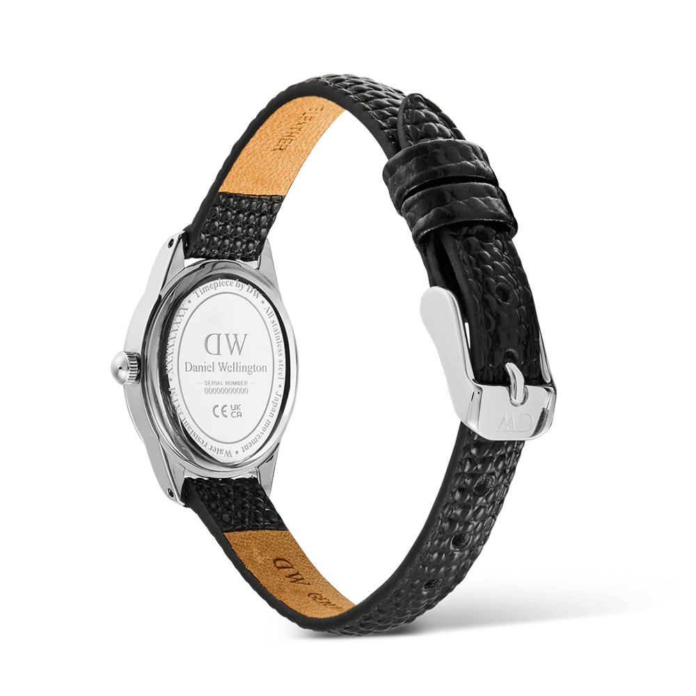Daniel Wellington DW00100887  Ophelia Mini Black Lizard White Guilloché Silver Women's Quartz Watch