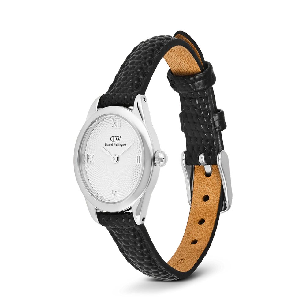 Daniel Wellington DW00100887  Ophelia Mini Black Lizard White Guilloché Silver Women's Quartz Watch