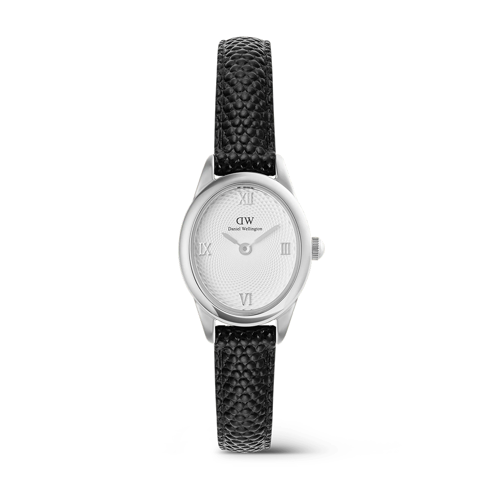 Daniel Wellington DW00100887  Ophelia Mini Black Lizard White Guilloché Silver Women's Quartz Watch