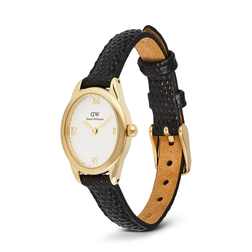 Daniel Wellington DW00100890 Ophelia Mini Black Lizard White Guilloché Gold Women's Quartz Watch