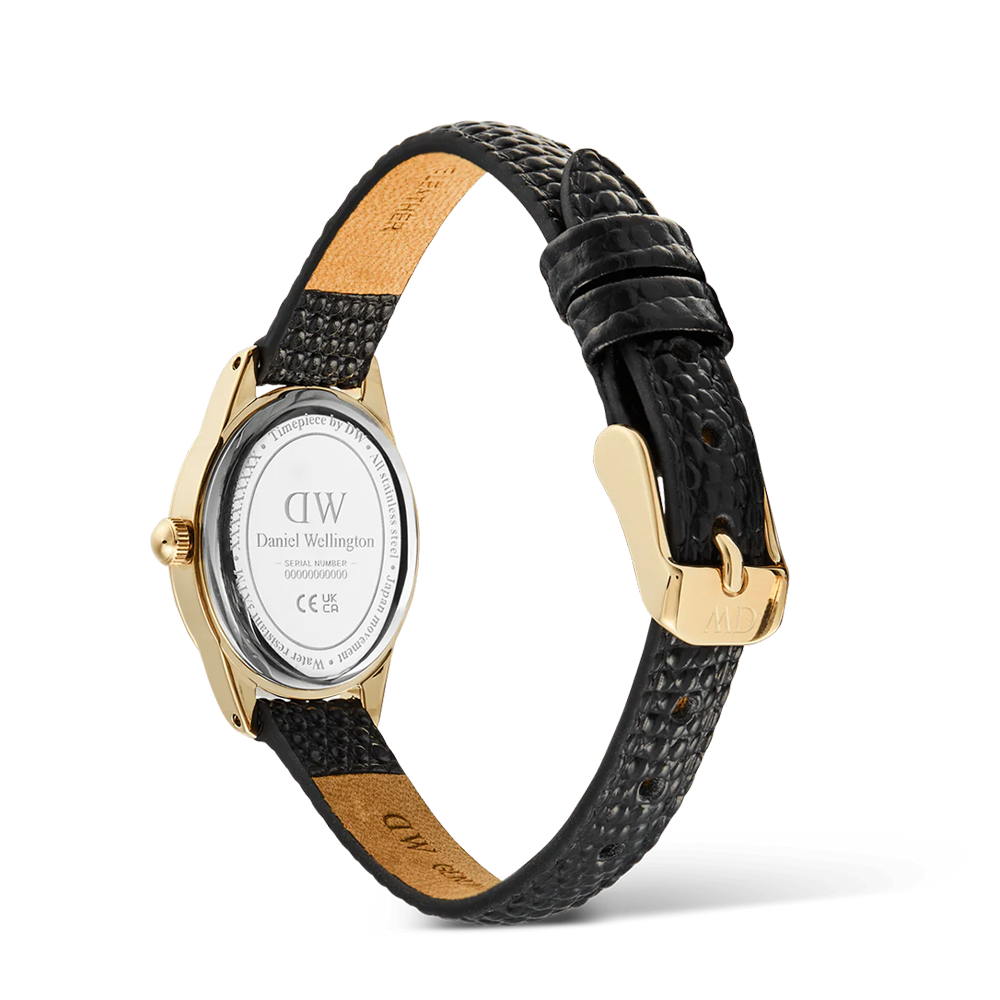 Daniel Wellington DW00100890 Ophelia Mini Black Lizard White Guilloché Gold Women's Quartz Watch