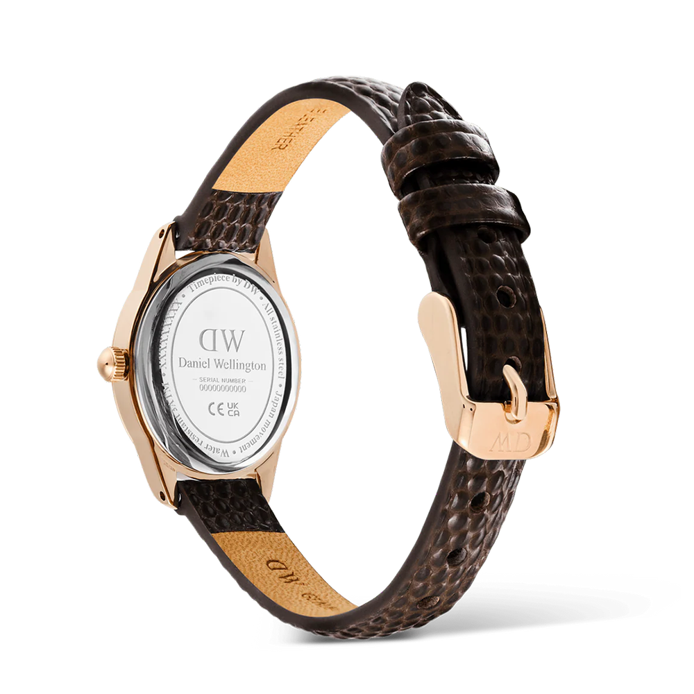 Daniel Wellington DW00100894  Ophelia Mini Dark Brown Lizard White Guilloché Rose Gold Women's Quartz Watch