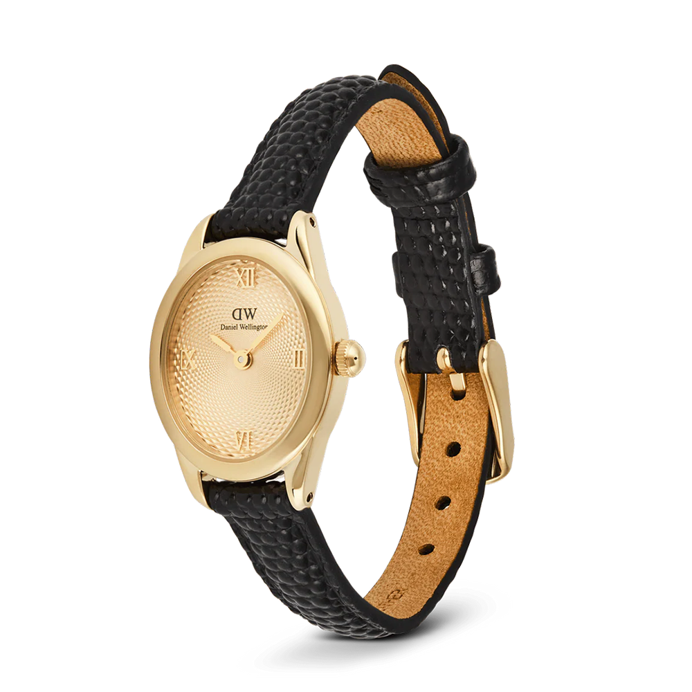 Daniel Wellington DW00100897 Ophelia Mini Black Lizard Unitone Guilloché Gold Women's Quartz Watch