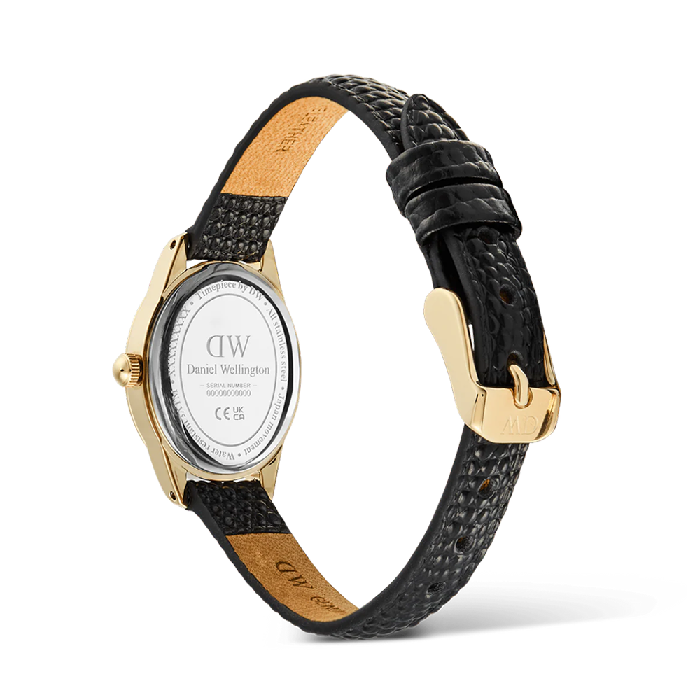 Daniel Wellington DW00100897 Ophelia Mini Black Lizard Unitone Guilloché Gold Women's Quartz Watch