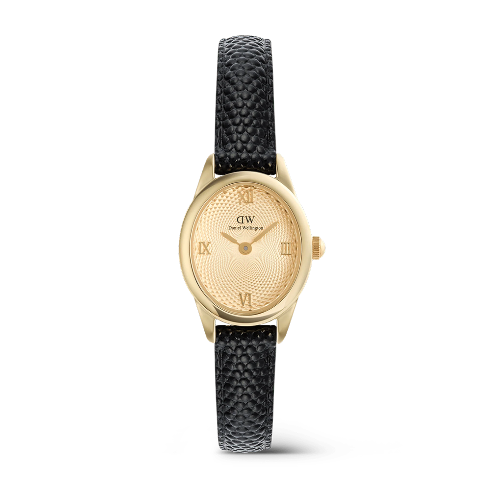 Daniel Wellington DW00100897 Ophelia Mini Black Lizard Unitone Guilloché Gold Women's Quartz Watch