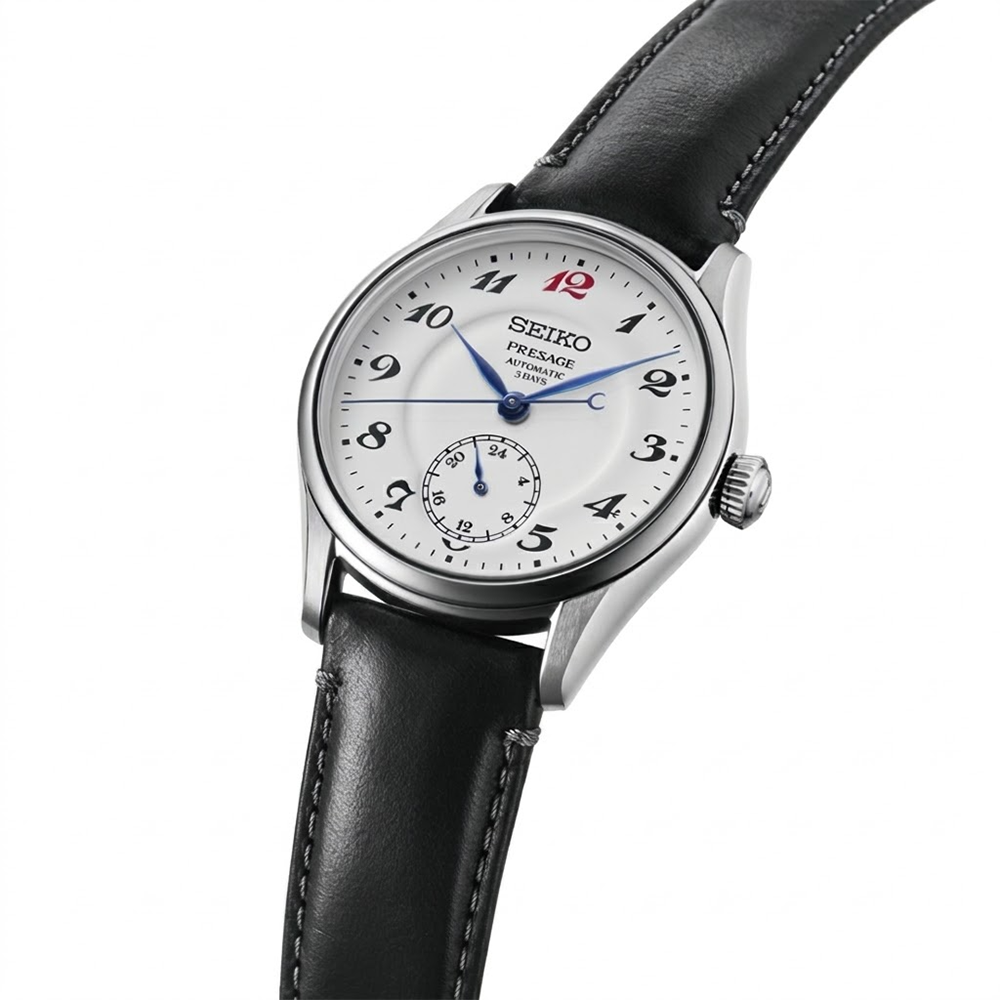 Seiko HCC005J1 Presage Men's Automatic Watch – Enamel Dial, Cow Leather Strap