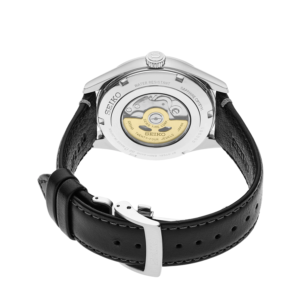 Seiko HCC005J1 Presage Men's Automatic Watch – Enamel Dial, Cow Leather Strap