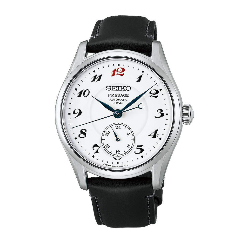 Seiko HCC005J1 Presage Men's Automatic Watch – Enamel Dial, Cow Leather Strap