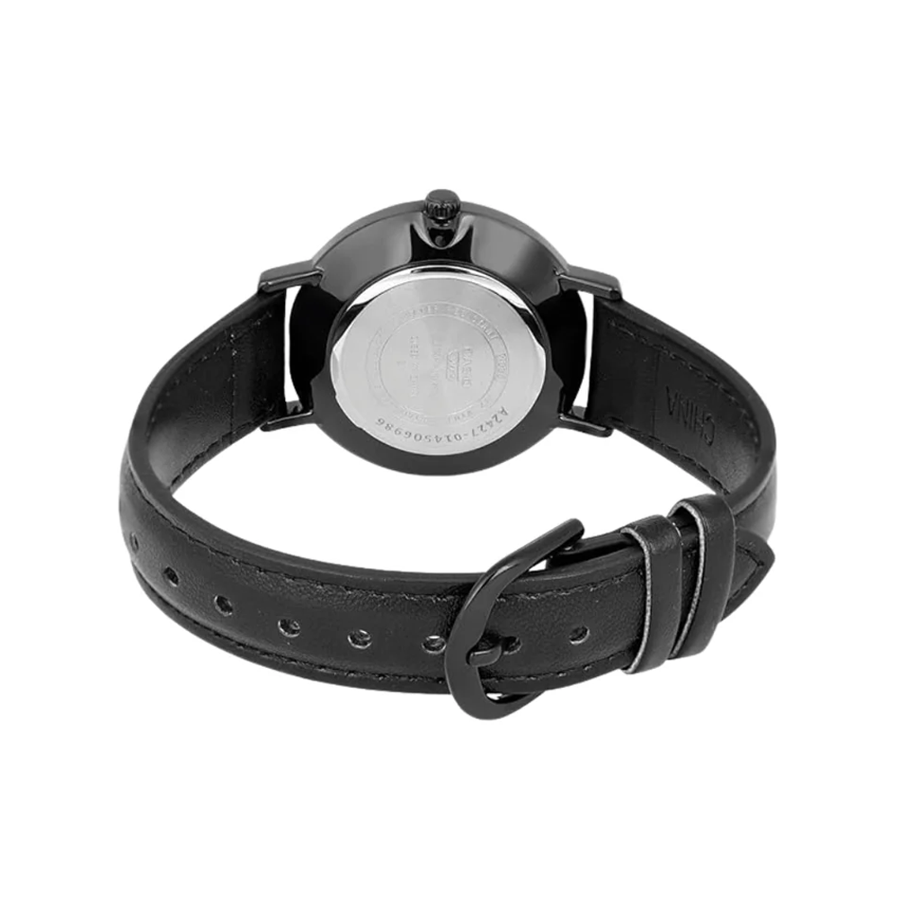 Casio LTP-VT03BL-7BDF Women's Black Leather Minimalist Watch