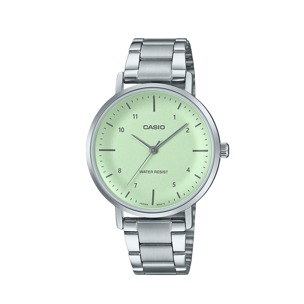 Casio LTP-VT03D-3BDF Women's Green-Dial Stainless Steel Watch