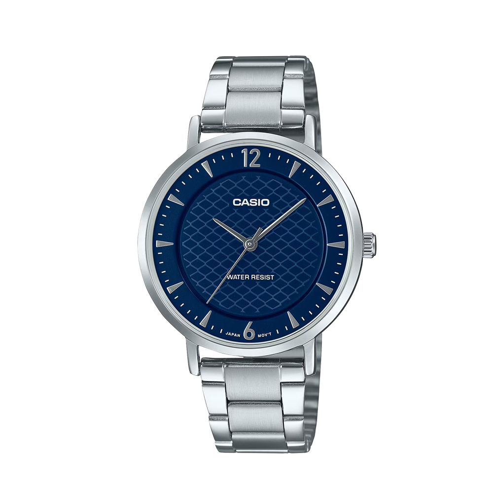 Casio LTP-VT04D-2ADF Women's Blue-Dial Stainless Steel Analog Watch