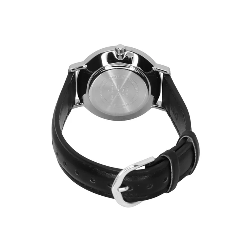 Casio LTP-VT04L-7A2DF Women's White-Dial Black Leather Analog Watch